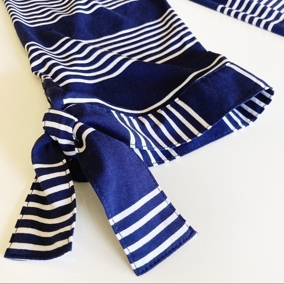 Reitmans Navy Stripe Off Shoulder Tie Sleeve Cropped Top Size XL - Picture 6 of 10
